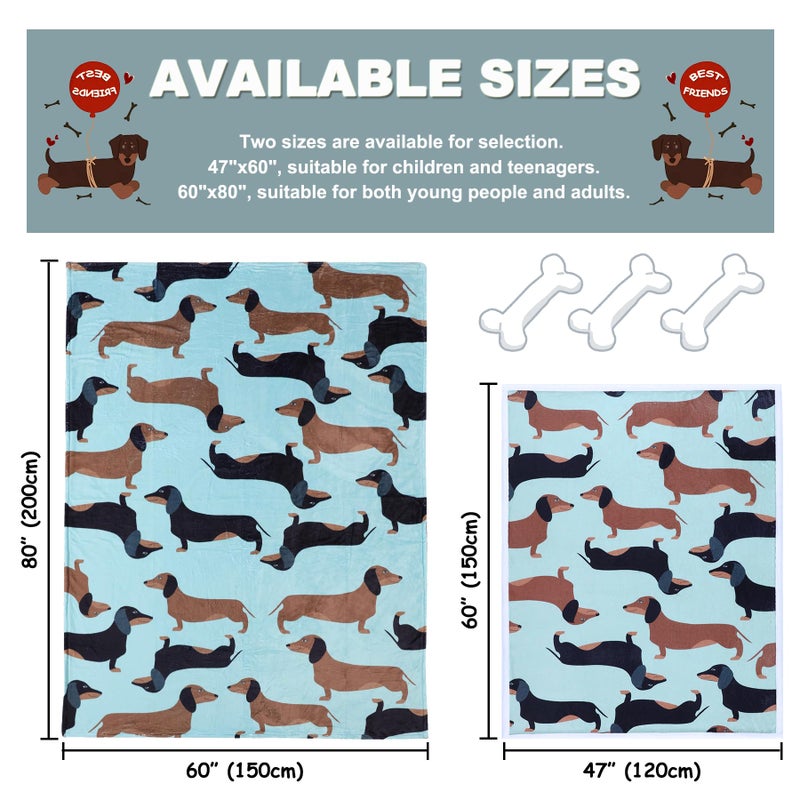 Famitile Dachshund Blanket, Weiner Dog Blankets, Weiner Dog Gifts for Women, Dachshund Stuffed Animal Pattern Blanket for Dogs Lovers (Dachshund 1, 47" x 60") - Image 3